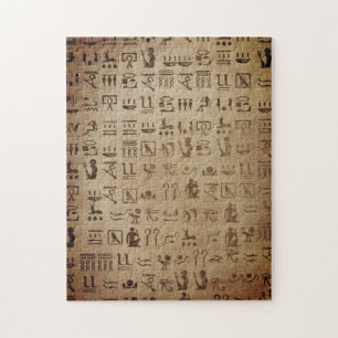 Egyptische hiërogliefen op papyrus legpuzzel