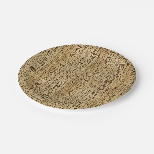 Egyptische hiërogliefen op papyrus papieren bordje (Gekanteld)