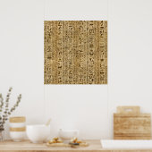 Egyptische hiërogliefen op papyrus poster (Keuken)