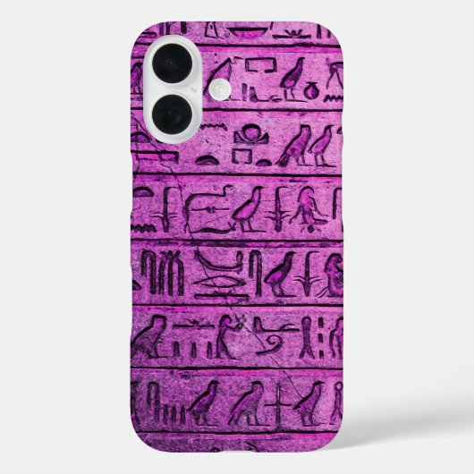 Egyptische hiërogliefen Paarse iPhone 16 Hoesje (Achterkant)