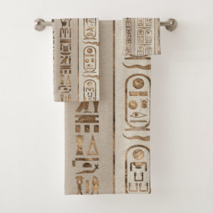 Egyptische hiërogliefen pastel Gold Bad Handdoek