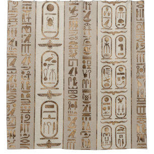 Egyptische hiërogliefen pastel Gold Douchegordijn