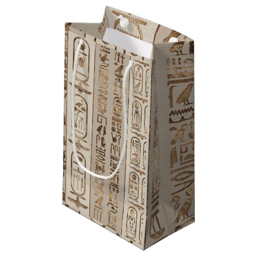 Egyptische hiërogliefen pastel Gold Klein Cadeauzakje (Voorkant Gekanteld)