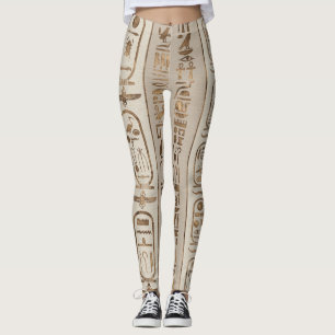 Egyptische hiërogliefen pastel Gold Leggings