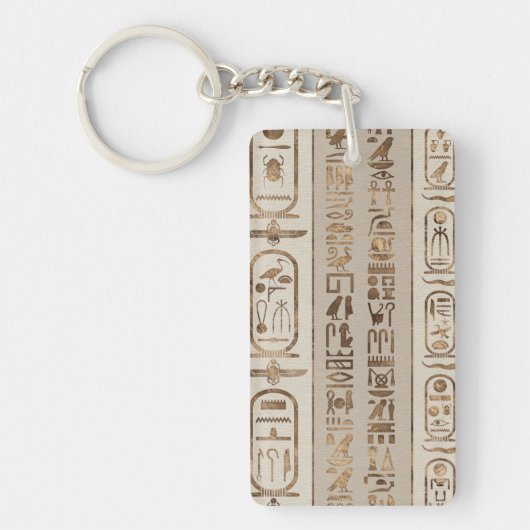 Egyptische hiërogliefen pastel Gold Sleutelhanger (Voorkant)