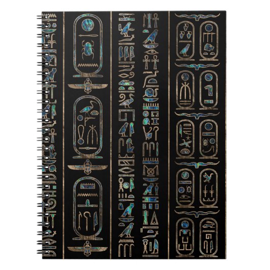 Egyptische hiërogliefen patroon Gold Abalone Notitieboek (Voorkant)