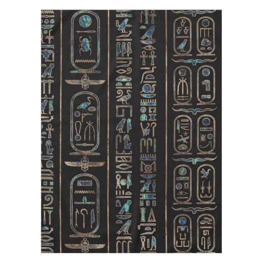 Egyptische hiërogliefen patroon Gold Abalone Tafelkleed (Voorkant)
