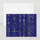 Egyptische hiërogliefen patroon Gold Lapis Lazuli Briefkaart (Voorkant / Achterkant)
