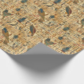Egyptische hiërogliefen vogelpatroon cadeaupapier (Hoek)