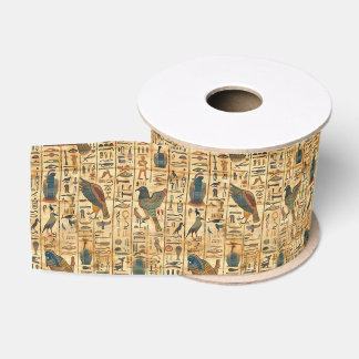 Egyptische hiërogliefen vogelpatroon grosgrain lint