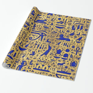 Egyptische hiërogliefhebbers, Lazuli en Gold Cadeaupapier