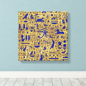 Egyptische hiërogliefhebbers, Lazuli en Gold Canvas Afdruk (Insitu (Houten vloer))