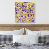 Egyptische hiërogliefhebbers, Lazuli en Gold Canvas Afdruk (Insitu (Slaapkamer))