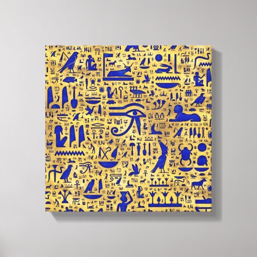 Egyptische hiërogliefhebbers, Lazuli en Gold Canvas Afdruk (Voorkant)