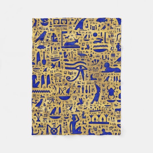 Egyptische hiërogliefhebbers, Lazuli en Gold Fleece Deken (Voorkant)