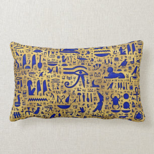 Egyptische hiërogliefhebbers, Lazuli en Gold Kussen
