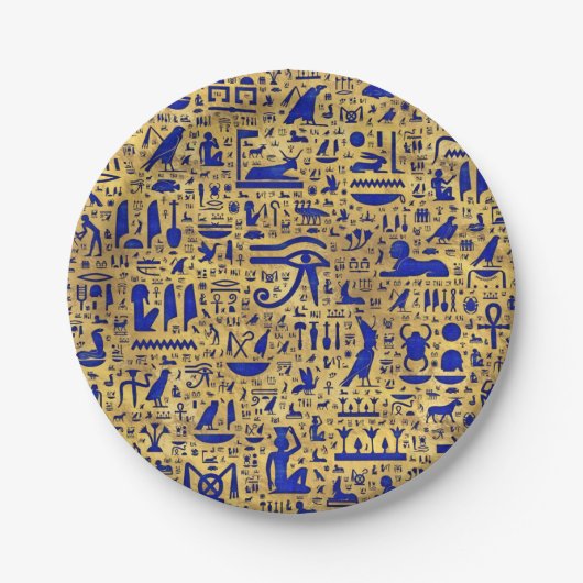 Egyptische hiërogliefhebbers, Lazuli en Gold Papieren Bordje (Voorkant)