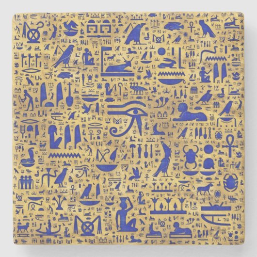 Egyptische hiërogliefhebbers, Lazuli en Gold Stenen Onderzetter (Voorkant)