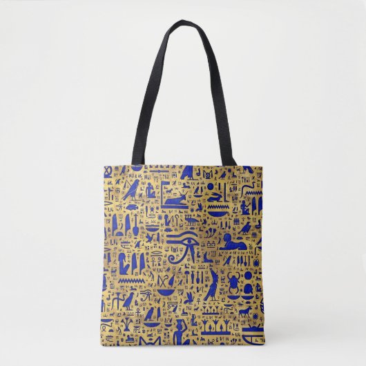 Egyptische hiërogliefhebbers, Lazuli en Gold Tote Bag (Voorkant)