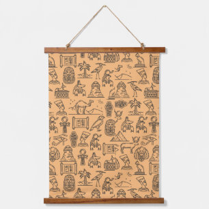 Egyptische hiërogliefsymbool achtergrond hangend wandkleed