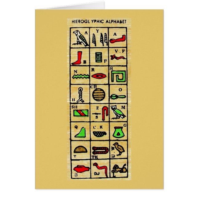Egyptische Hieroglyphics, alfabetische symbolen (Voorkant)