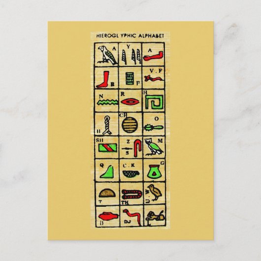 Egyptische Hieroglyphics, alfabetische symbolen Briefkaart (Voorkant)