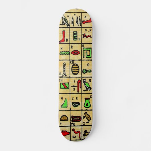 Egyptische Hieroglyphics, alfabetische symbolen Skateboard (Voorkant)
