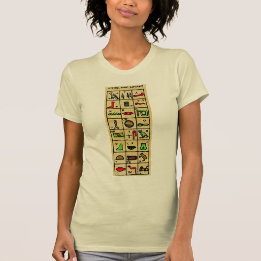 Egyptische Hieroglyphics, alfabetische symbolen T-shirt (Voorkant)