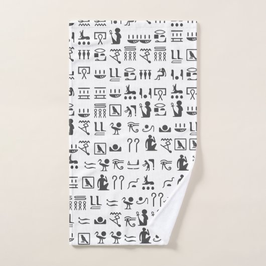 Egyptische Hieroglyphics in zwart-wit Bad Handdoek (Handdoek)