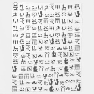Egyptische Hieroglyphics in zwart-wit Fleece Deken