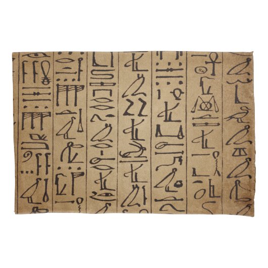 Egyptische Hieroglyphics Paper Print Kussensloop (Voorkant-Links)