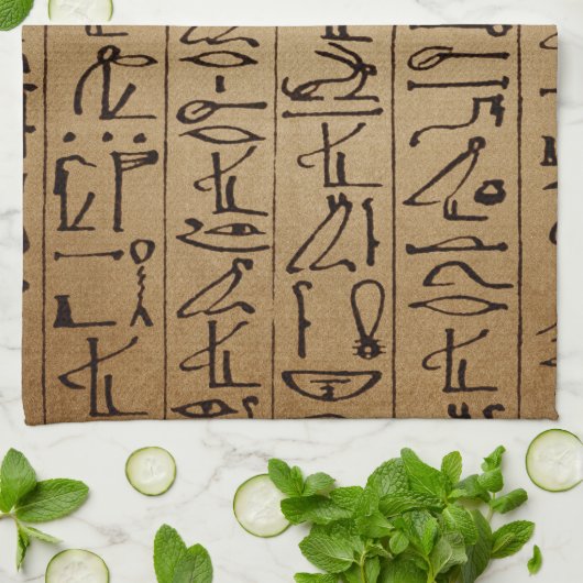  Egyptische Hieroglyphics Paper Print Theedoek (Gevouwen)