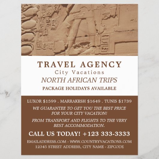 Egyptische Hieroglyphics, reisbureau Adverteren Flyer (Voorkant)