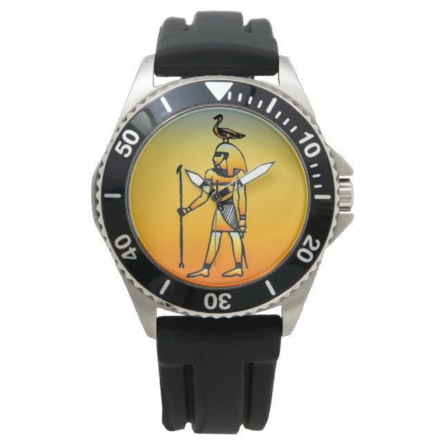 Egyptische Hieroglyphics Watch Horloge (Voorkant)