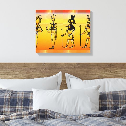 Egyptische Hieroglyphics Wrapped Canvas (Insitu (Slaapkamer))