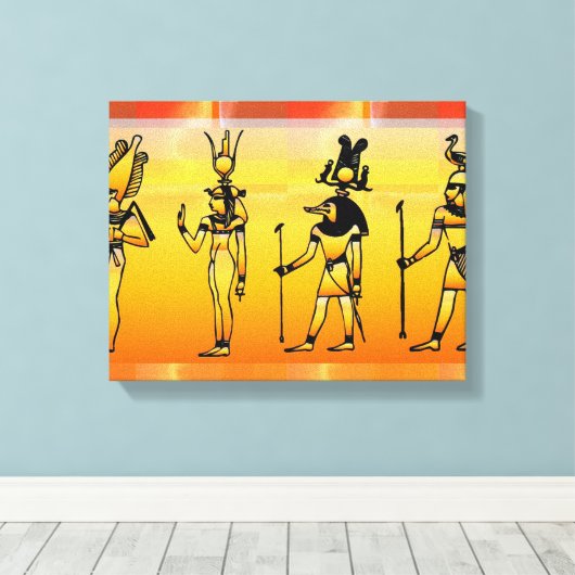 Egyptische Hieroglyphics Wrapped Canvas Afdruk (Insitu (Houten vloer))
