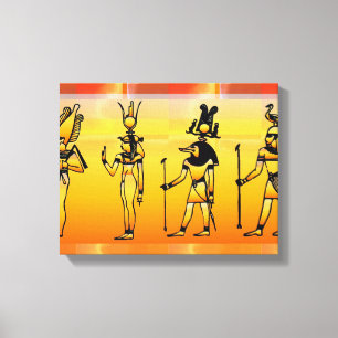 Egyptische Hieroglyphics Wrapped Canvas Afdruk