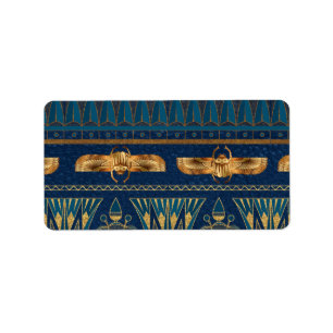 Egyptische Hieroglyphs Gold Beetles Golden Glitter Etiket