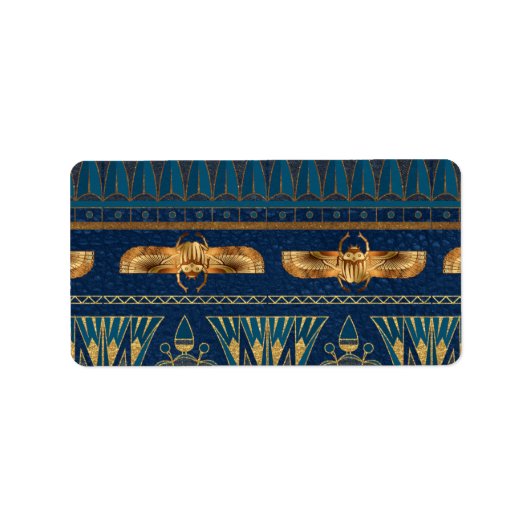 Egyptische Hieroglyphs Gold Beetles Golden Glitter Etiket (Voorkant)