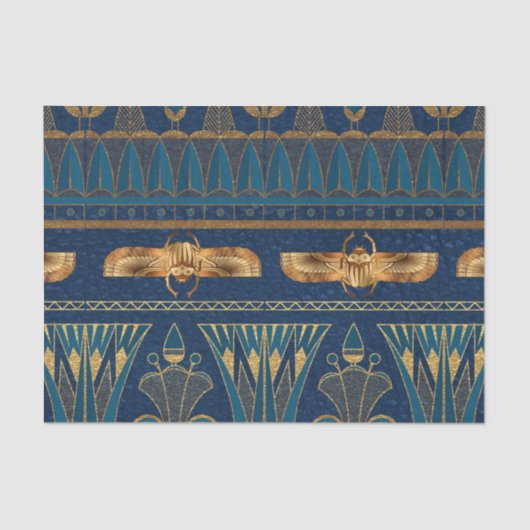 Egyptische Hieroglyphs Gold Beetles Golden Glitter Tissuepapier (Voorkant)