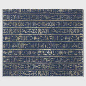 Egyptische Hieroglyphs Gold Blue Navy Pharaohs Cadeaupapier (Vlak)