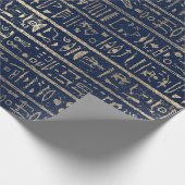 Egyptische Hieroglyphs Gold Blue Navy Pharaohs Cadeaupapier (Hoek)