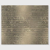 Egyptische Hieroglyphs Gold Faux Sepia Unique Luxu Cadeaupapier (Vlak)