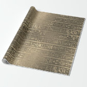 Egyptische Hieroglyphs Gold Faux Sepia Unique Luxu Cadeaupapier (Uitgerold)