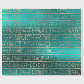 Egyptische Hieroglyphs Gold Foxier Blush Blauwgroe Cadeaupapier (Vlak)
