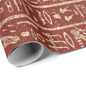 Egyptische Hieroglyphs Gold Foxier Bordeaux Luxury Cadeaupapier (Rol Hoek)