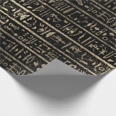 Egyptische Hieroglyphs Gold Foxier Faux Black Luxe Cadeaupapier (Hoek)