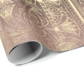 Egyptische Hieroglyphs Gold Foxier Roos Gold Metal Cadeaupapier (Rol Hoek)