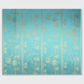Egyptische Hieroglyphs Gold Foxier Turquoise Ocean Cadeaupapier (Vlak)