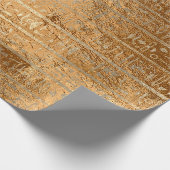 Egyptische Hieroglyphs Gold Grass Metallic Stripes Cadeaupapier (Hoek)